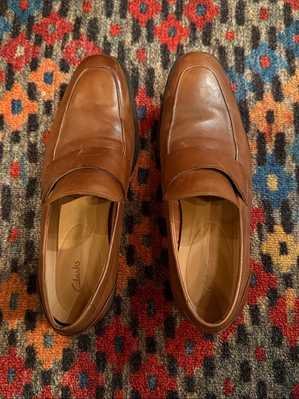 Clarks Men's Tan Leather Slip-On Loafers